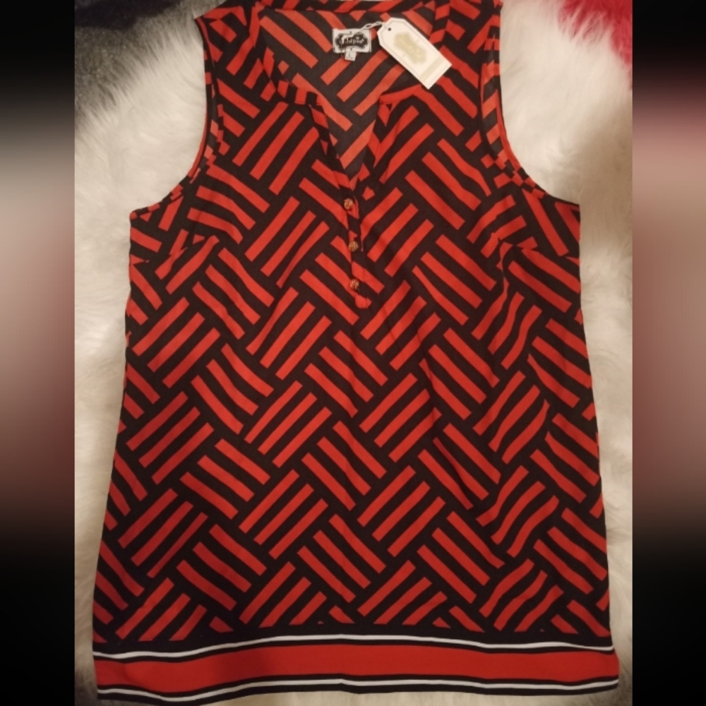 NWT Mud Pie Red/Black GameDay Tunic Top Women's Size L